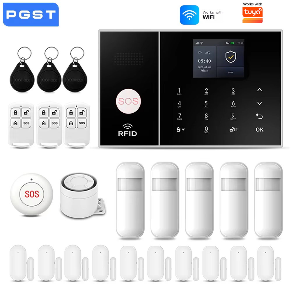 Home Security No Monthly Fee - Système d'alarme sans fil 2.4G WiFi,