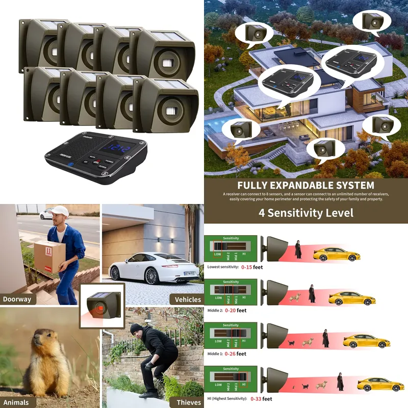 Home Security System - Système d'alarme sans fil pour allée,