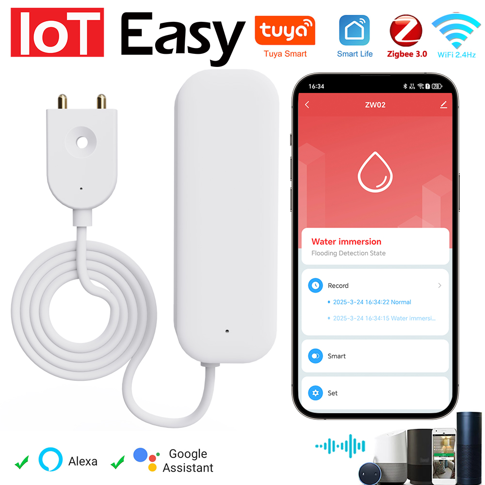 Home Security Guard - Tuya WiFi ZigBee capteur d'eau alarme
