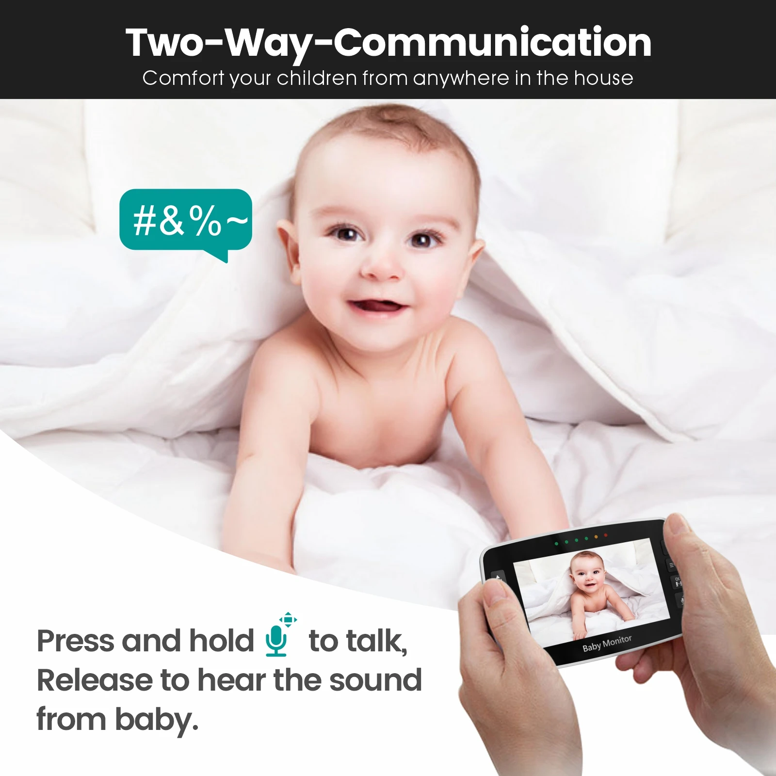 Home Security Uk - Moniteur de sécurité pour bébé SM43A,