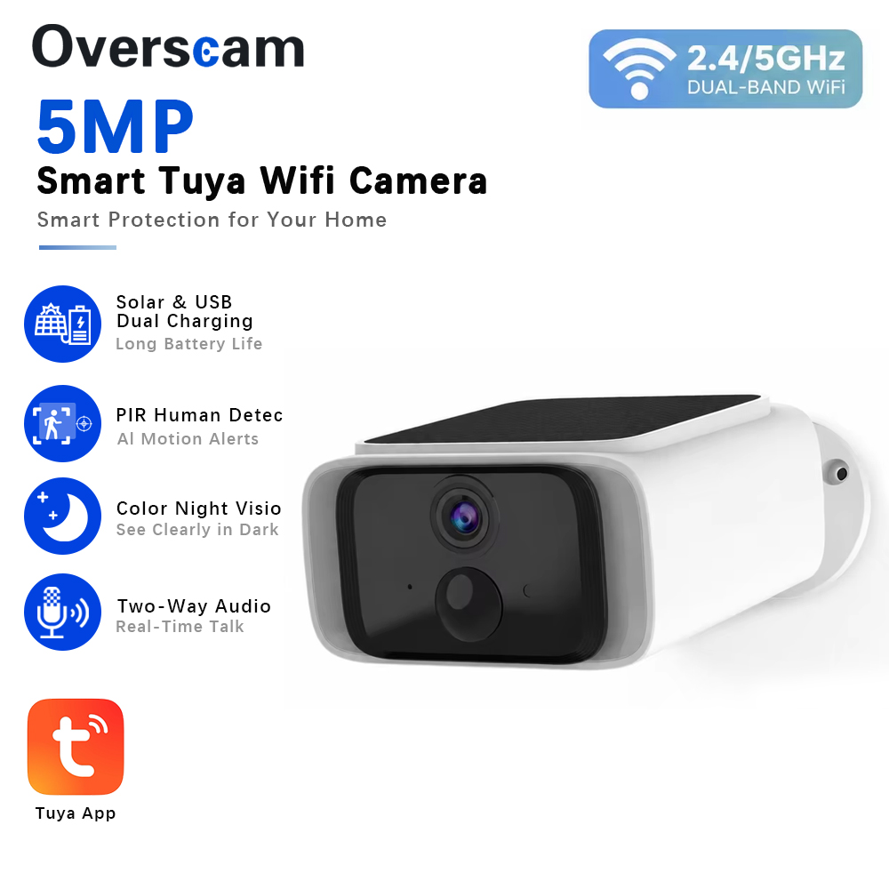 Home Security Packages - Caméra de sécurité solaire Tuya 5MP