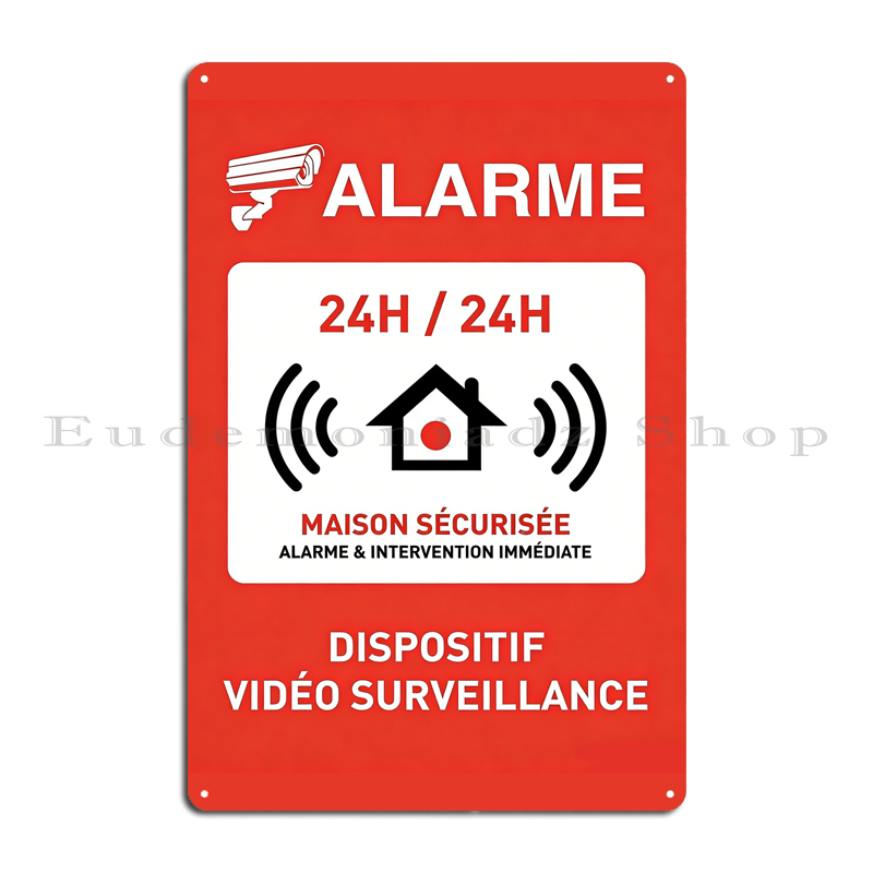 Plaque Métallique Rétro 24h Sy - Home Security System avis et prix