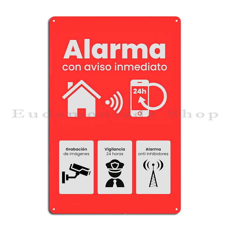 Plaque Métallique Rétro 24h Sy - Home Security System avis et prix