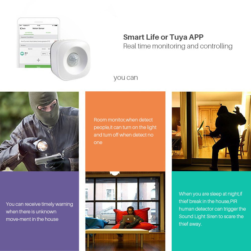 Tuya-Capteur de mouvement PIR  - Home Security Alarm System avis et prix
